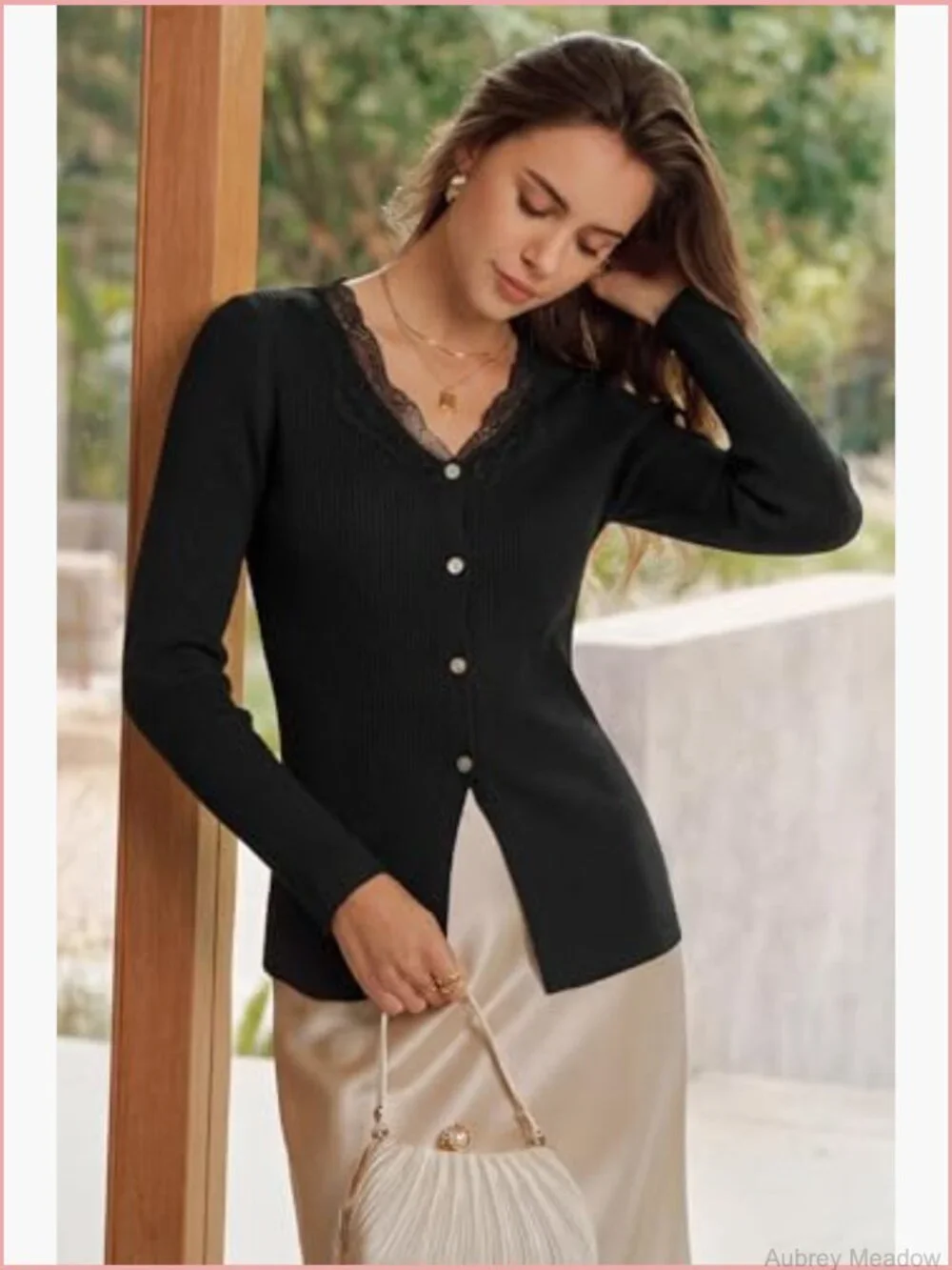 Women's 100% Cotton Lace Button Cardigan Sweater